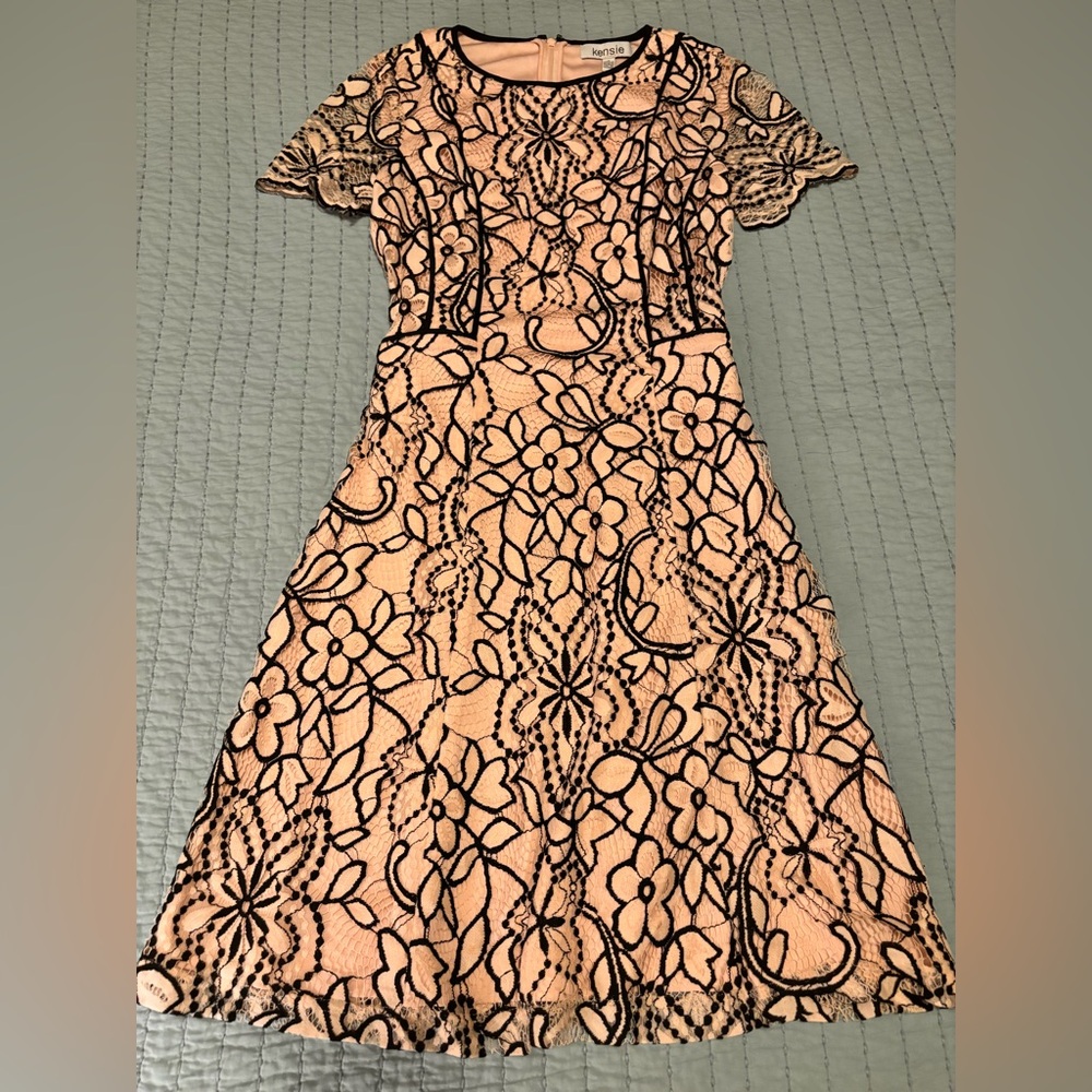 Kensie pink and black lace mini dress- 2